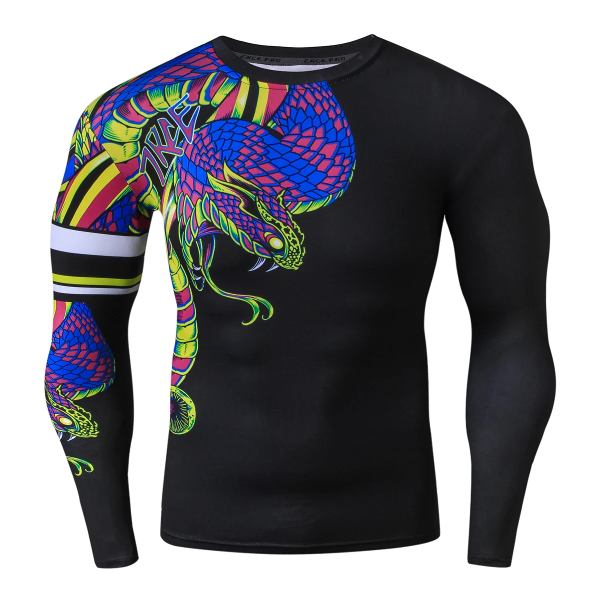 Herren T-Shirt Eng Langarm 3D Gedruckt Rashguard Gym Fitness Kompression Top Herren Surf Strand Kleidung