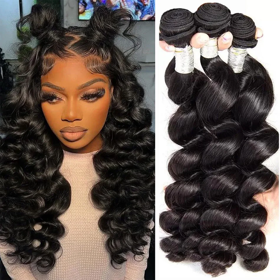 

Peruvian Hair Weave Bundles Raw Human Hair Bundles 8-26 Inch OnSale Loose Wave Bundles Remy Virgin Extension 4Bundles Deep Loose