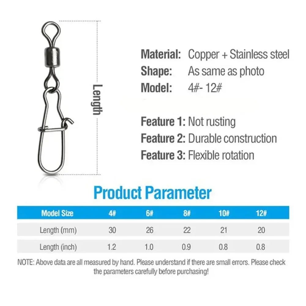 High-strength Smooth Fishing Carabiner Pins 50/95PCS Barrel Snap Connector Ball Bearing Swivels Ring Lure Connectors Accessories fishing accessories,fishing tackle,fishing swivels,fishing line connectors