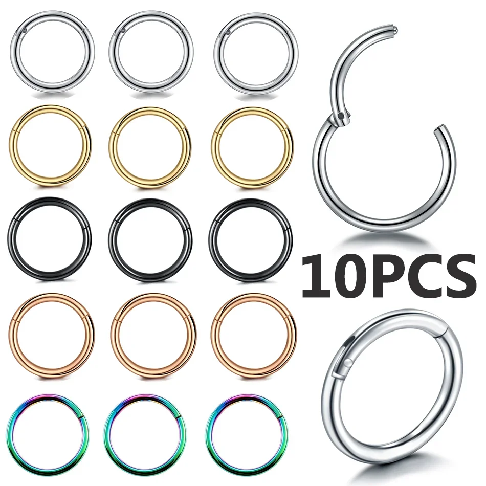10 Stück Scharniersegment Nasenring Edelstahl Nasenring Septum Clicker Piercing Lippe Ohrknorpel Helix Körperpiercing Schmuck