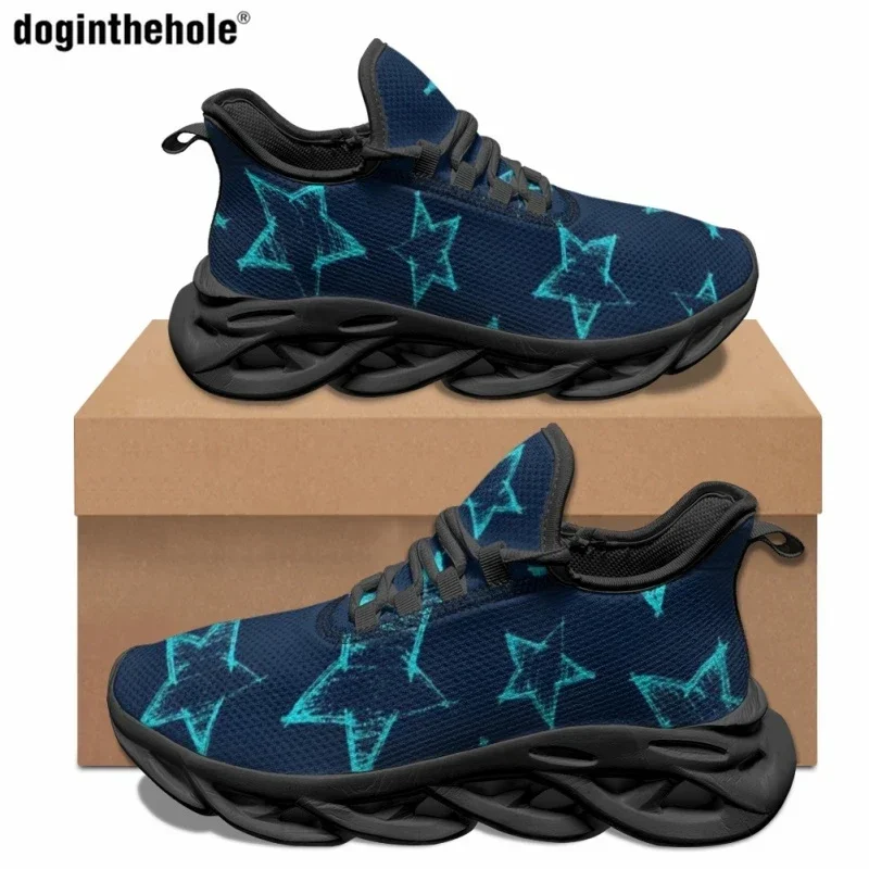 Street Fashion Flat Shoes Star Pattern Design Casual Shoes Lace Up Sneakers Non-slip Travel Sports Running Shoes