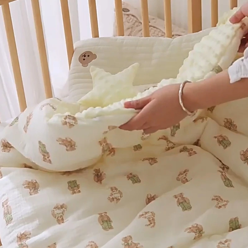 Cotton Receiving Blanket for Toddler Newborn Stroller Blankets Cover Ultra Absorbent Swaddles Wrap Multi-Layer Quilt