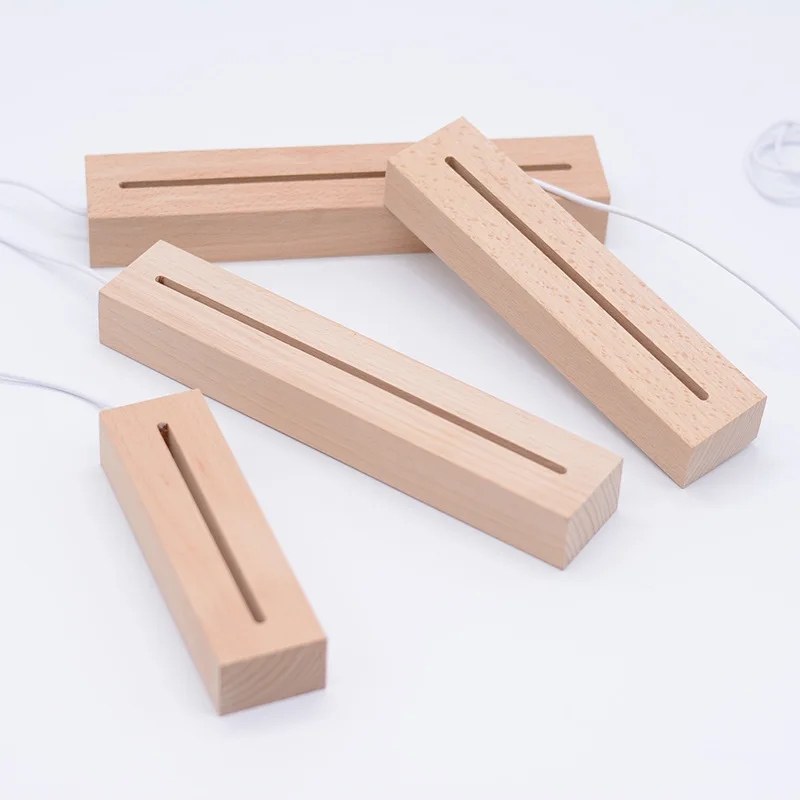 Decorative Lights Long Wood Base Led Warm White RGB Lights USB Powered for Acrylic Glass Panel 3D Optical Illusion Night Lamp Customized