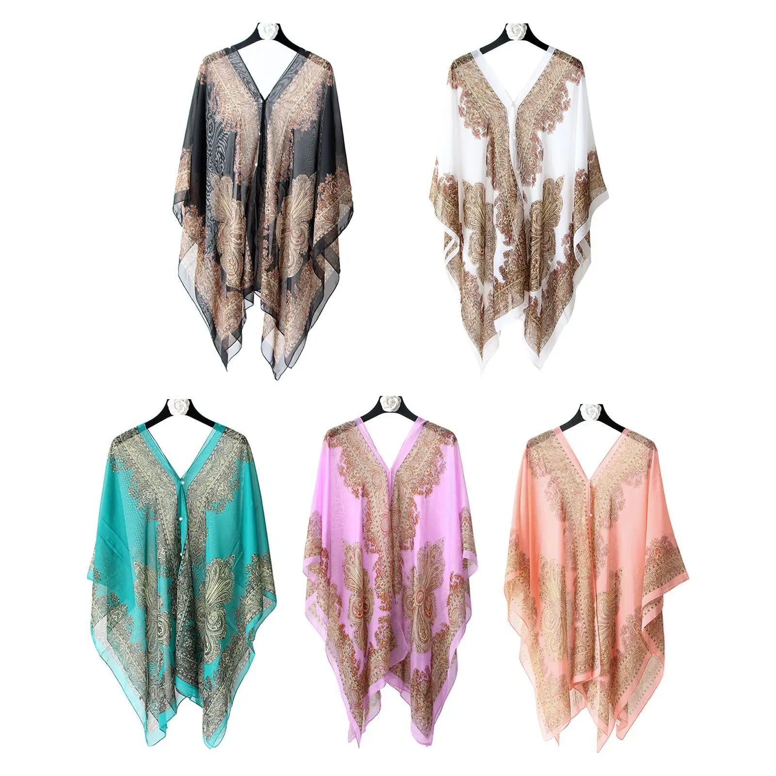 Women Chiffon Beach Cover Up Kaftan Tunic Dress Bikini Swimsuit Sarong Pareo Bathing Suit Resort Wear Swimwear Loose swimsuit cover up swimsuit coverup