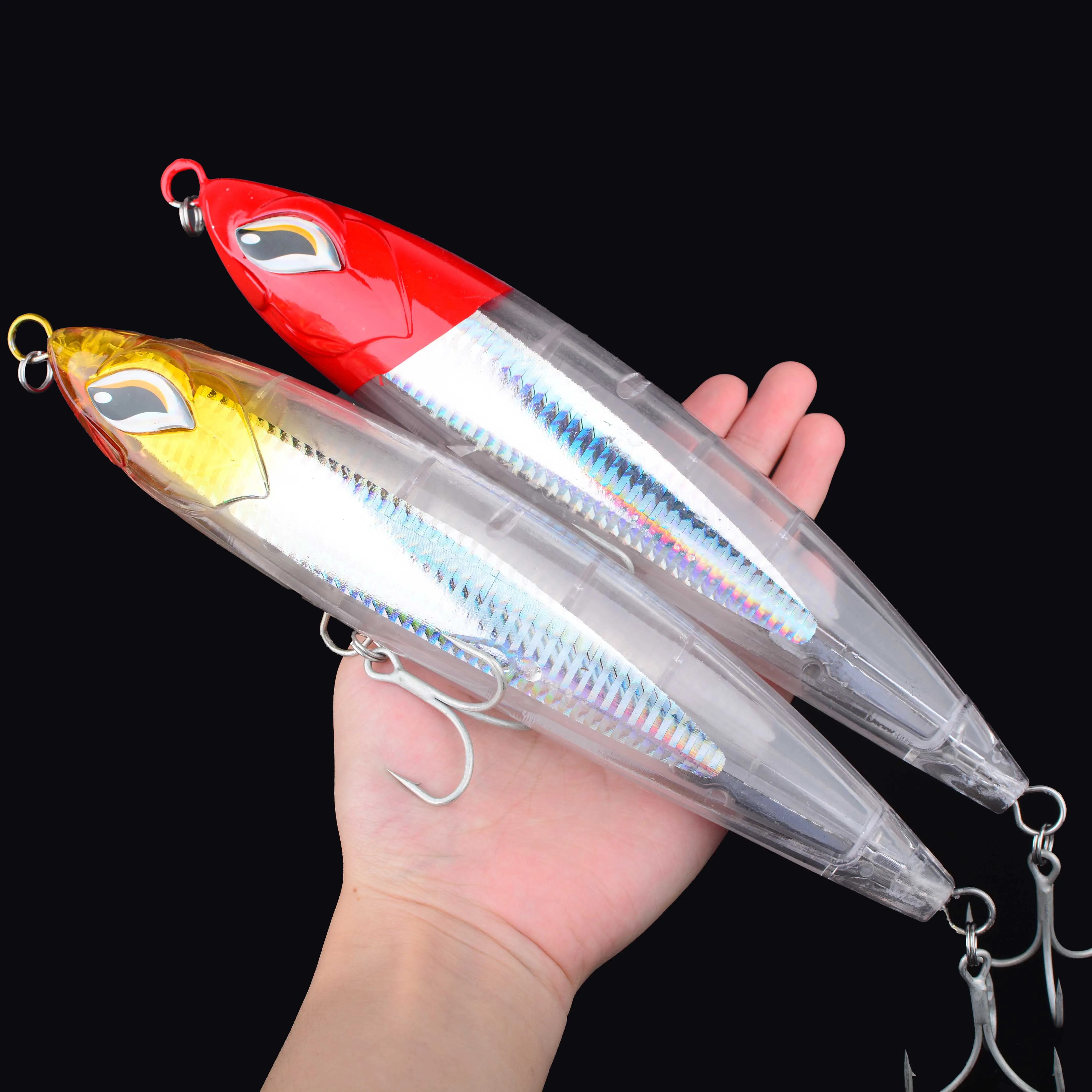 4 Stück schwimmender großer Bleistift-Angelköder, künstlicher Köder zum Trollen, zum Fangen großer Fische, Angelköder