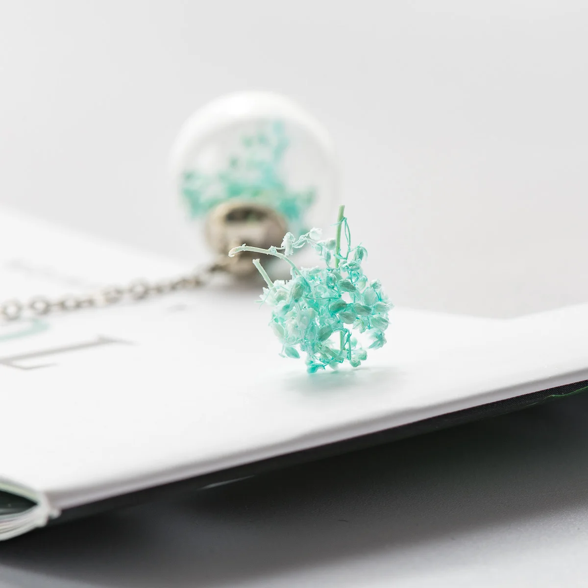 Flower Dangle Earrings Dried Flower In Glass Ball Fantasy DIY Ear Lines For women