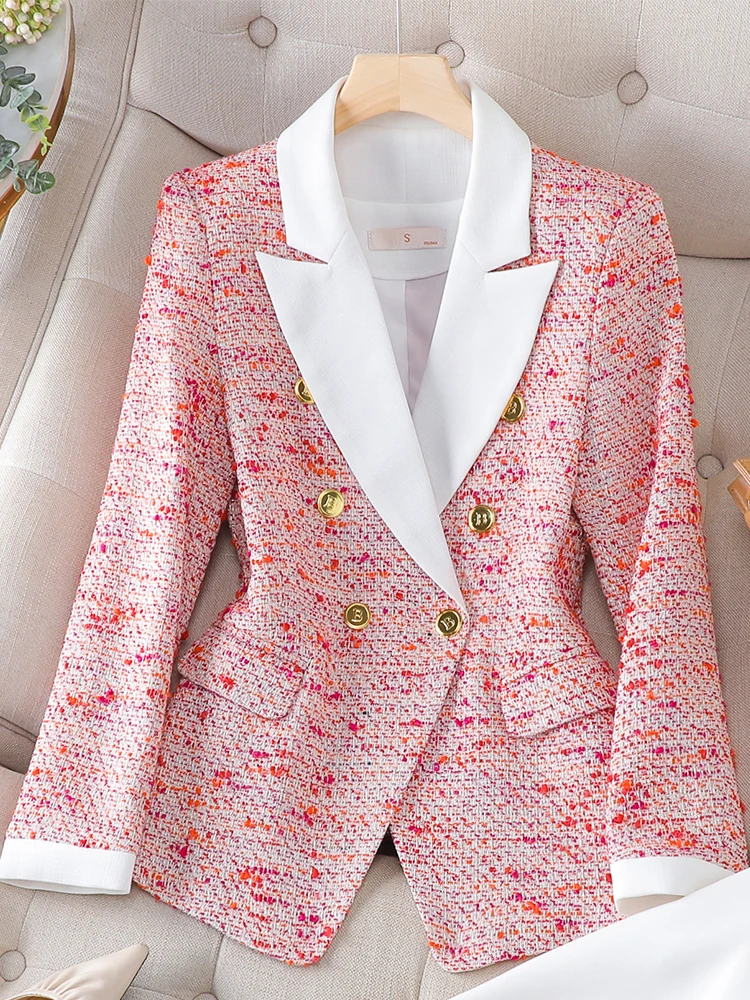 

2023 New Fashion women's Blazers Jacket Office Ladies Long Sleeve Red Plaid Blazer Female Casual Coat For Autumn Winter Clothing