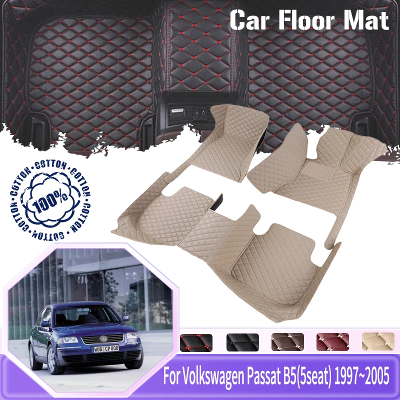 

Автомобильный напольный коврик для VW Volkswagen Passat B5 B5.5 1997 ~ 2005, 5-местный кожаный коврик, автомобильный ковер, аксессуары