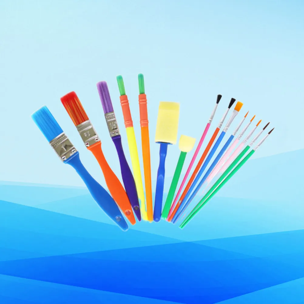 15Pcs 페인팅 스폰지 브러쉬 세트 다양한 모양 색상 조기 DIY 학습을위한 쉬운 그립 아트 공예 페인팅 도구