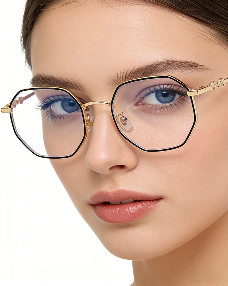 Elegant Metal Spring Hinge Blue Light Blocking Eyeglasses
