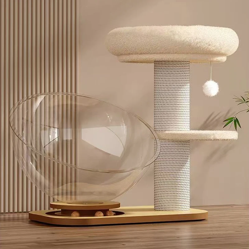 Customized Indoor Cat Climbing Frame By Furniture Manufacturer Cat Tree Scratcher With Spacecraft & Claw Pole-Pet Products OEM_voghion.com