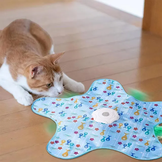 Cat Toys Interactive Hide And Seek Cat Toy With Mouse Squeaky Motion Activated Moving Concealed Feathers Kitten Teaser Toy 6