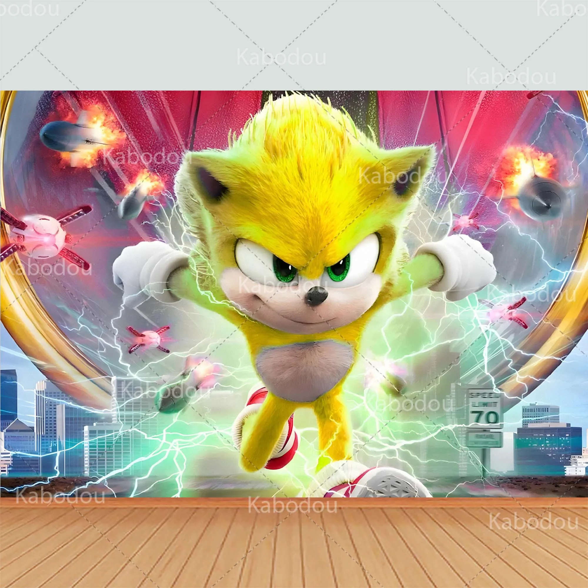 thumbnail image 1 of Fondo azul redondo de Sonic para decoración de fiesta de cumpleaños de niños, fondo de fotografía de erizo, cubierta cilíndrica para baby shower, accesorios de estudio, 1 of 5