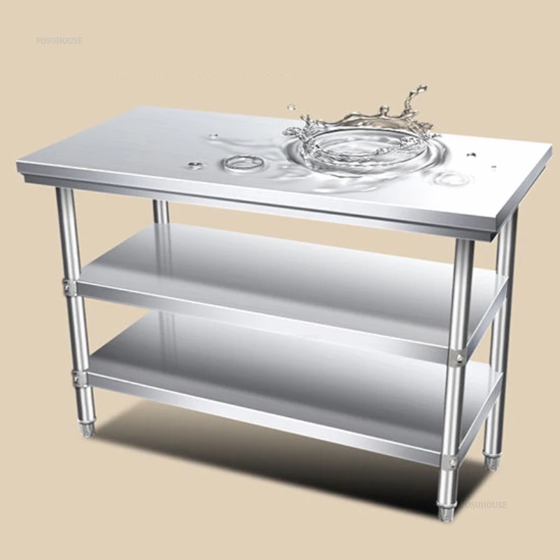 Multilayer Kitchen Cabinets Kitchen Stainless Steel Workbench Commercial Console Furniture Mordern Simple Operation Desk