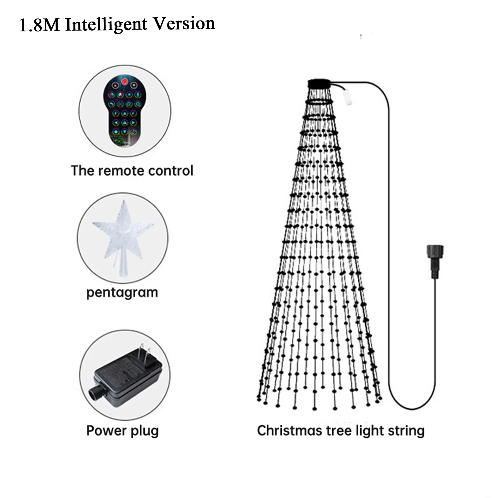 thumbnail image 1 of Luces LED inteligentes para árbol de Navidad con temporizador remoto, sincronización de música, control por aplicación Bluetooth, luces para árbol de Navidad, decoración de fiestas de hadas, 1 of 5