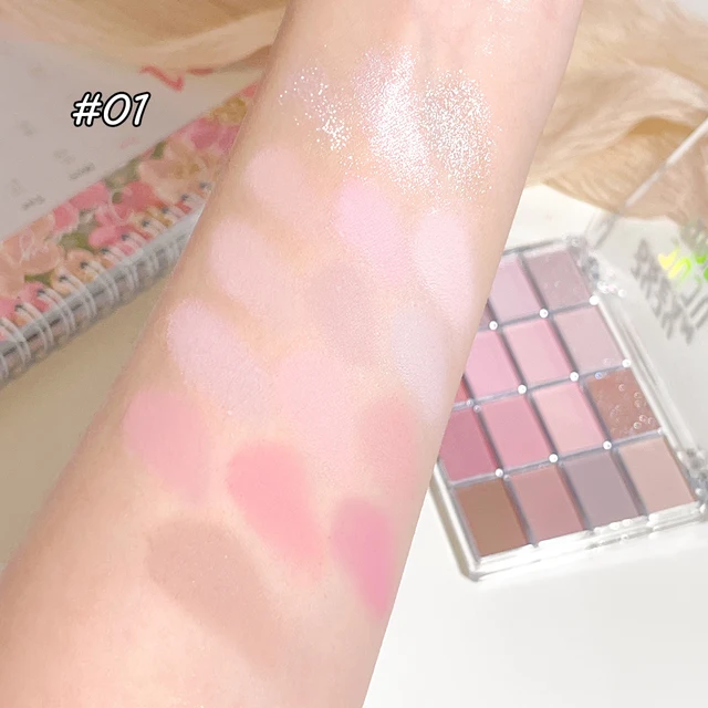 16-Color Eyeshadow Palette Matte & Shimmer – Nude Earth Tones, Silky Blendable Texture, Korean Style Natural Eye Makeup Look 2