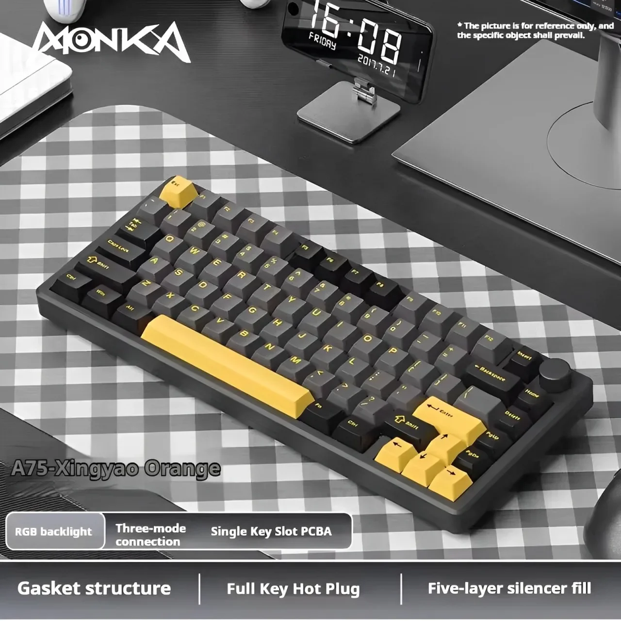 Monka A75 Wireless Mechanical Keyboard 3-Mode Aluminium