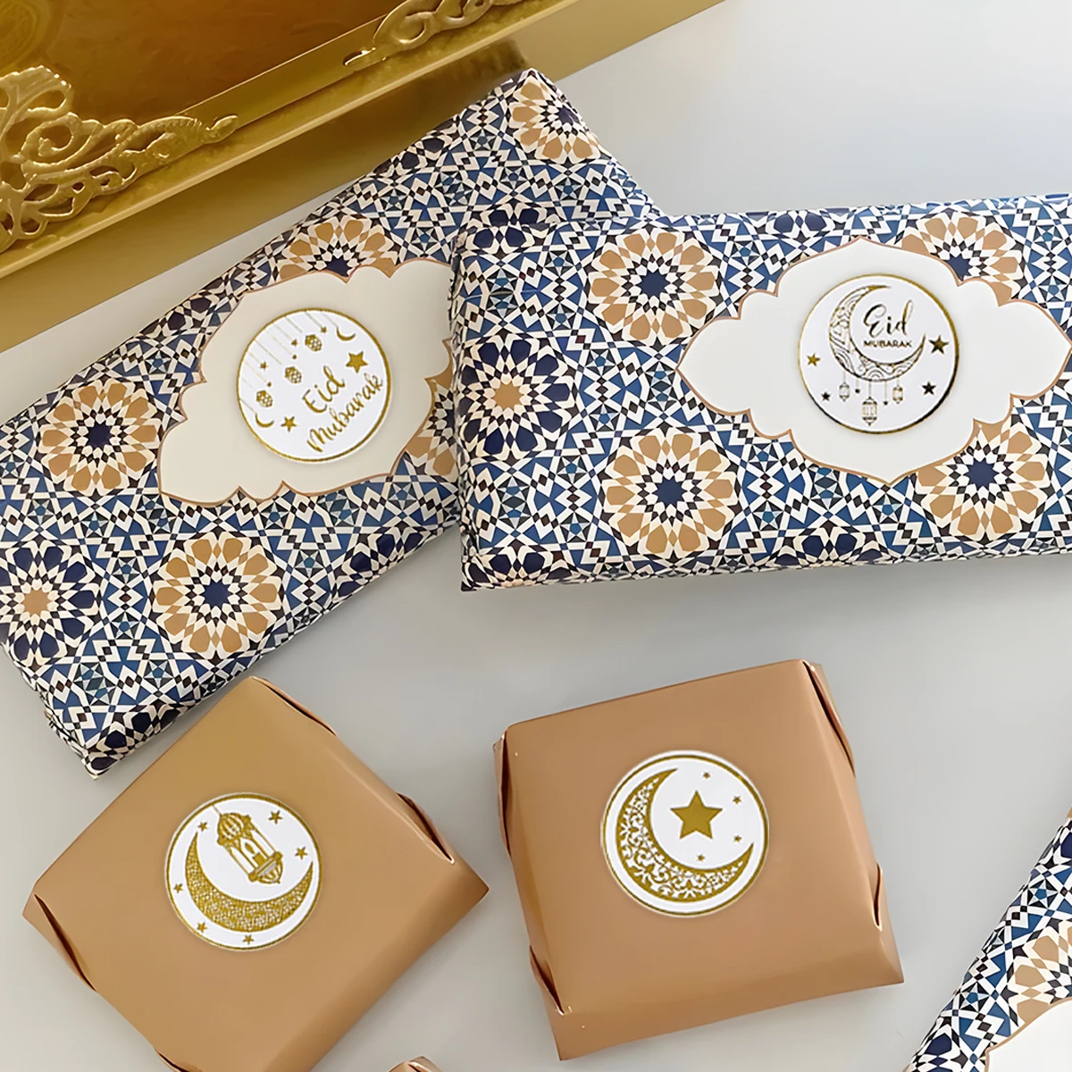EID Mubarak Roll Stickers Ramadan Kareem Gifts Packaging Seal Stickers Islam Muslim Ramadan Decor For Home 2025 EID Gift Labels