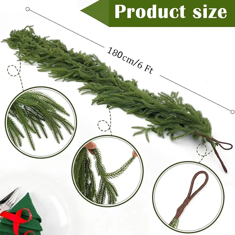 Artificial Norfolk Pine Garland Christmas Decoration Green PVC