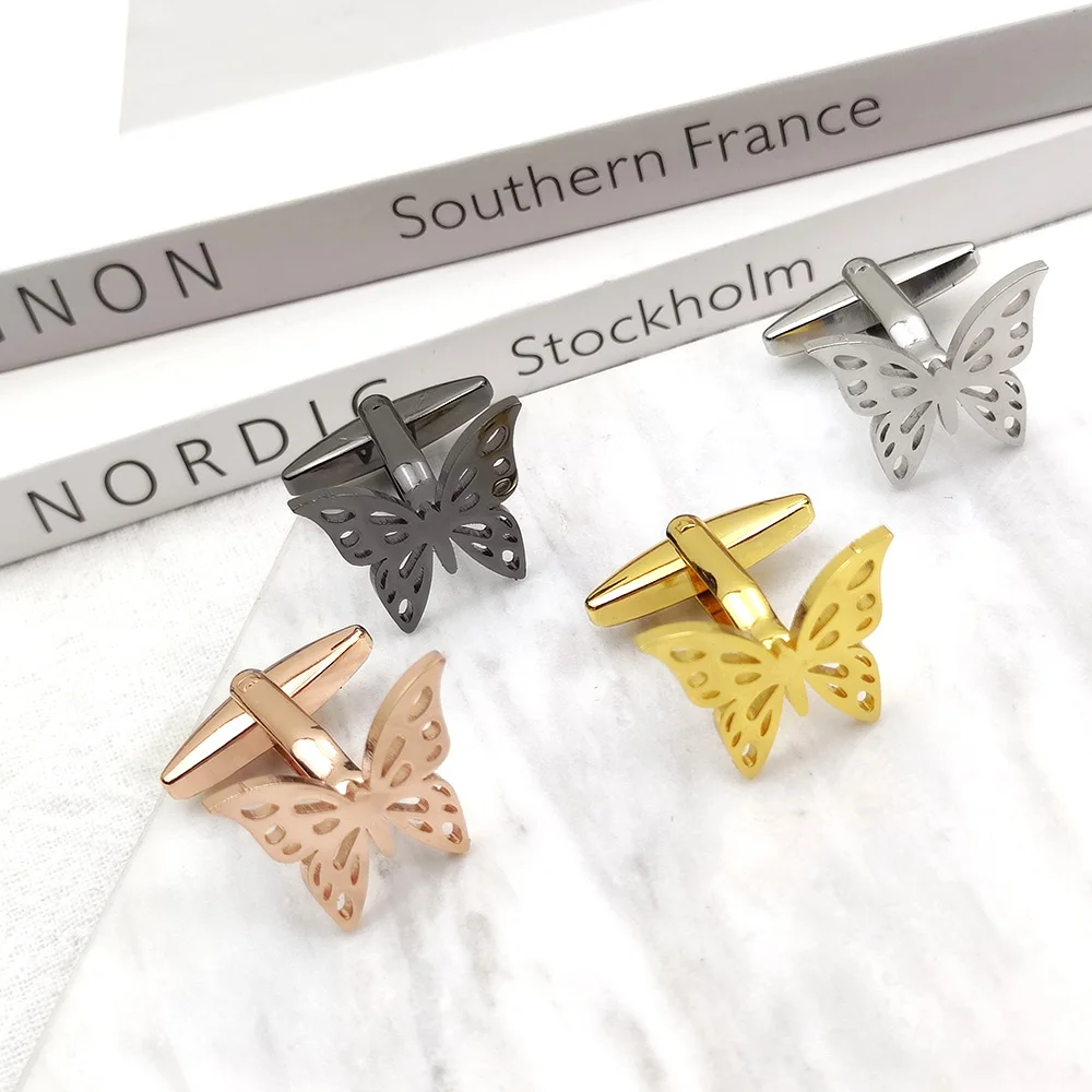 

Запонки для мужчин, рубашка, персонализированные, в форме бабочки, новые роскошные золотые пуговицы из нержавеющей стали, модные мужские ювелирные изделия, подарок, оптовая продажа