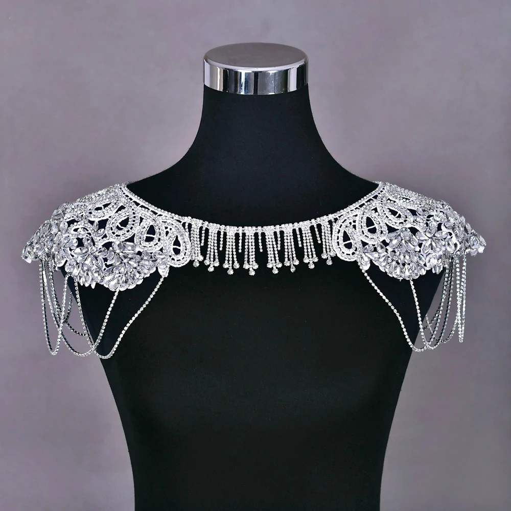 

Luxury Rhinestone Shawl Chain Handmade Shoulder Jewelry Beaded Shoulder Chain for Daily Wear Wedding Parties Crystal Accessories