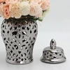 Chinese Hollow Ginger Pot Silver-plated Handicraft Ornament Dried Flower Flower Arrangement Accessories Decorative Storage Tank 6