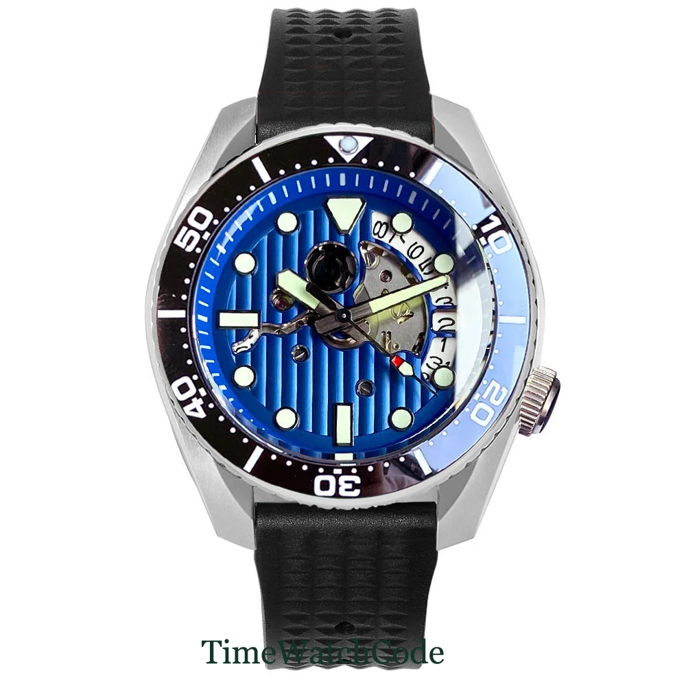 Tandorio Diver Automatic Watch For Men NH35 20ATM 42.5mm Date Sapphire Crystal Luminous Hollow Dial 200m Waterproof Chapter Ring fortiktok ring bluetooths remote control fingertip selfie video controller automatic page turner browsing for mobile phone