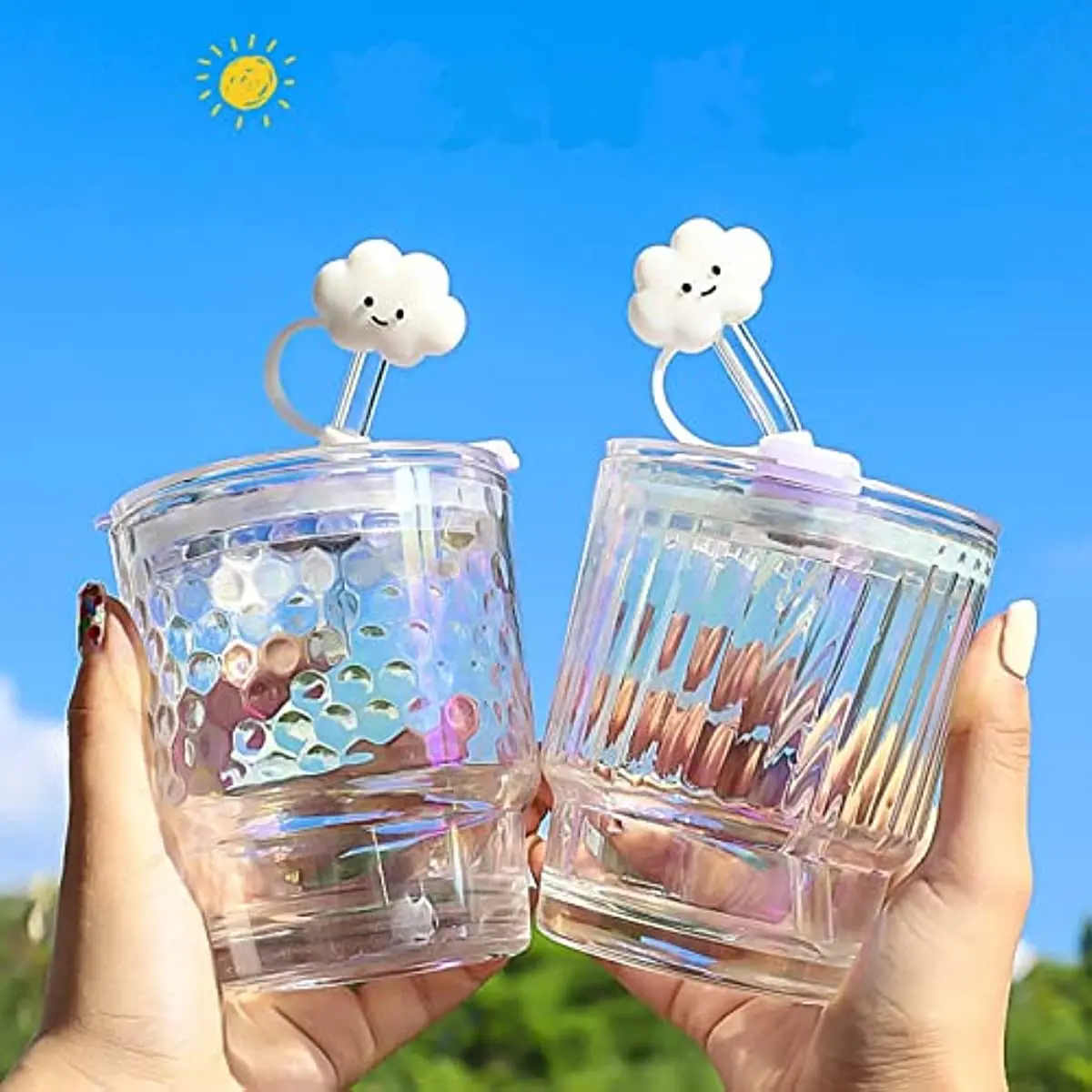 2pcs Cute Straw Tips Cover Straw Covers Cap For Reusable Straws Straw  Protector Cute Holiday Style (Blue Star) 