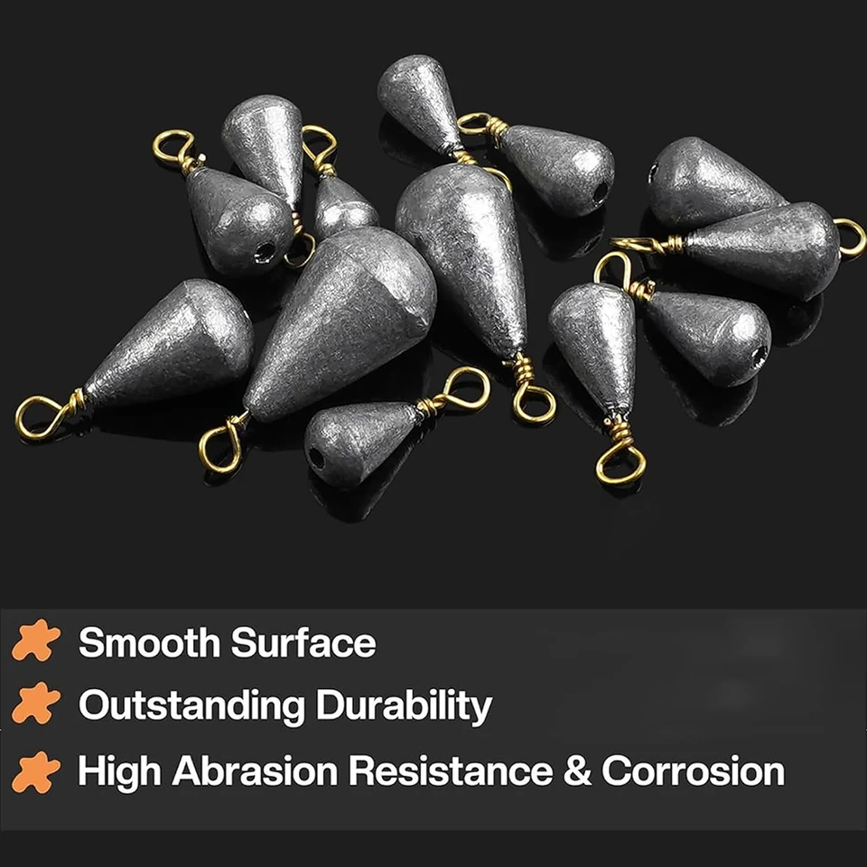 Fishing Weights 30 Bass Casting Black Swivel Bell Sinker Fishing