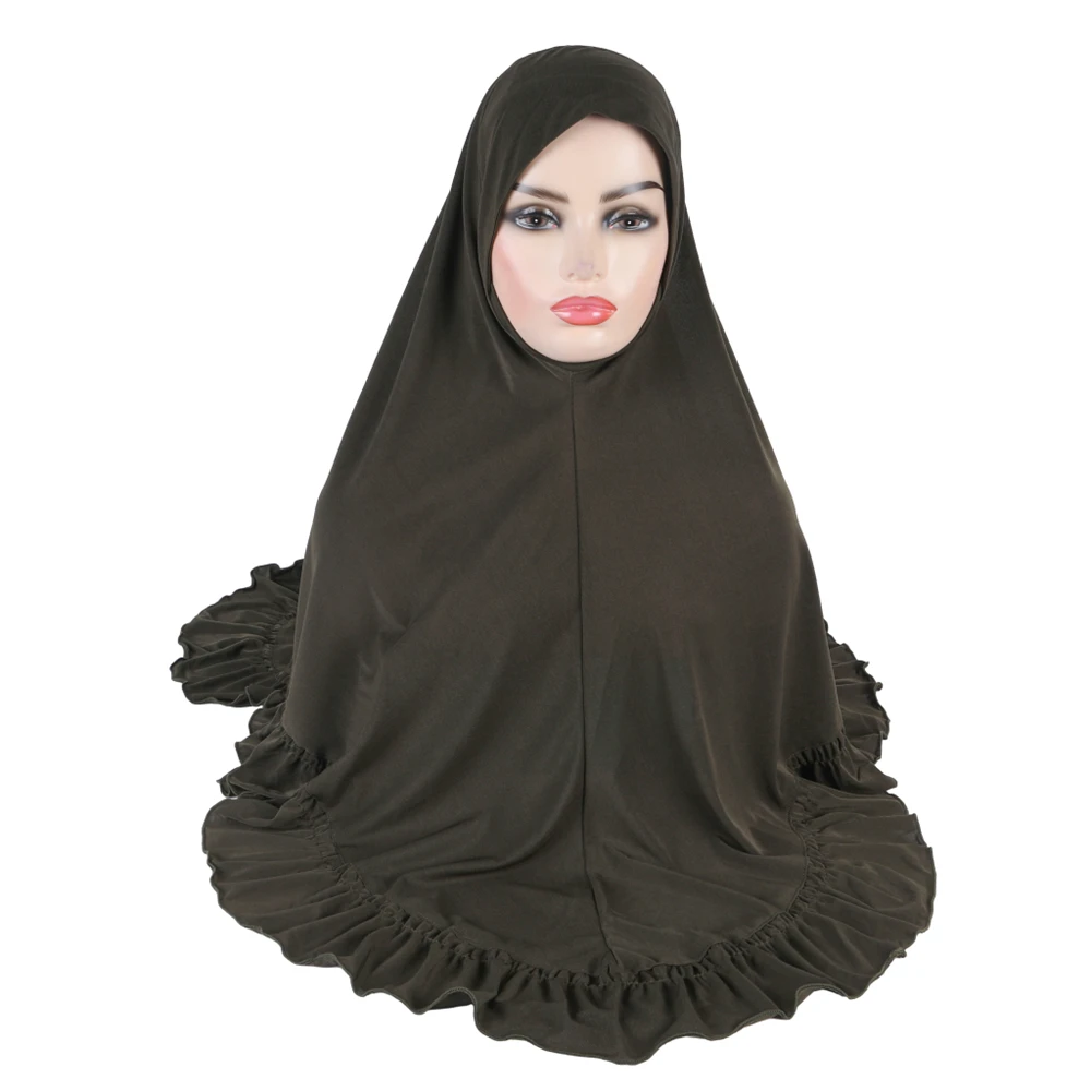 Grande Overheand Hijab Khimar Pull On Ready Made Sciarpa Istantanea One Piece Amira Donna Musulmana Copertura Completa Niqab Preghiera Burqa Ramadan