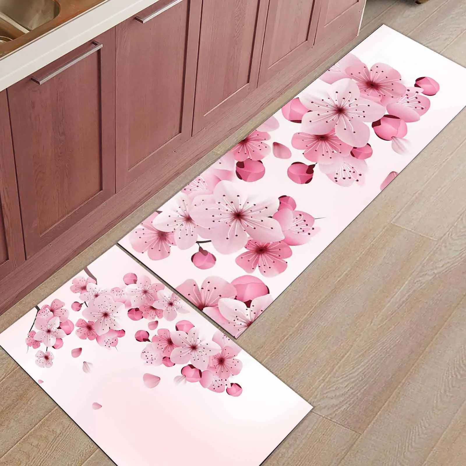 1PCSpringCherryBlossomPetalCarpetPinkKitchenMatEntranceFloor
