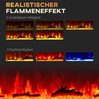 Электрический камин с настенным креплением и дистанционным управлением, лист из искусственного дерева и кристаллы, мощность 1800 Вт, черный — изображение 4