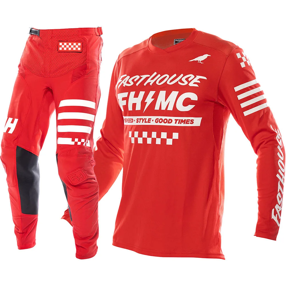 FHMX Gear Set Off Road Pink Blue Dirt Bike Jersey Set Motocross Breathable Moto Suit Off Road Motorcycle Clothing