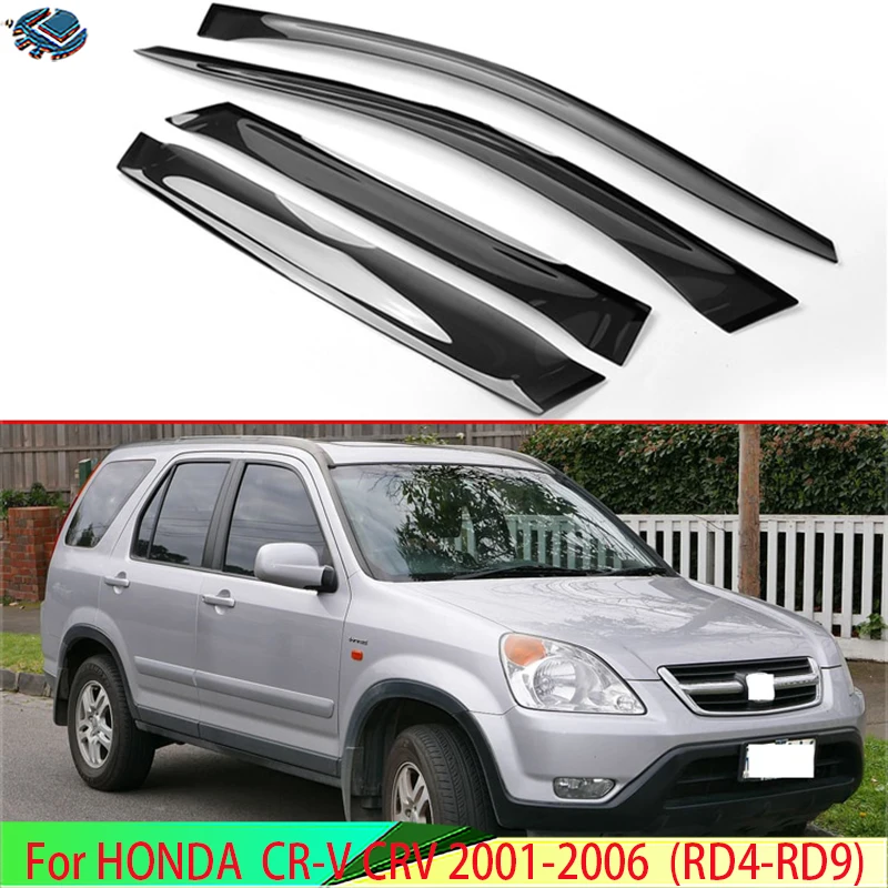 For HONDA CR-V CRV 2001-2006 (RD4-RD9) Plastic Exterior Visor Vent Shades Window Sun Rain Guard Deflector 4pcs
