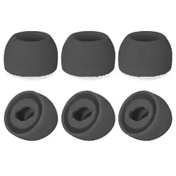 Premium Silicone Ear Tips - Anti - Drop Earbud Enhancers (3 Pairs) (Black)