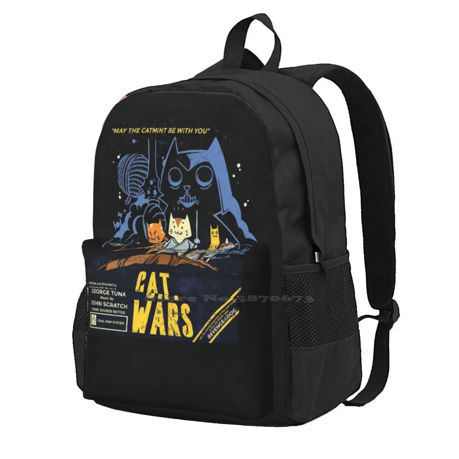 

Cat Wars-Cat Parody Travel Laptop Bagpack School Bags Cute Cats Funny Kitty Animals Kitten Space Light Saber Pets Tumblr Feline