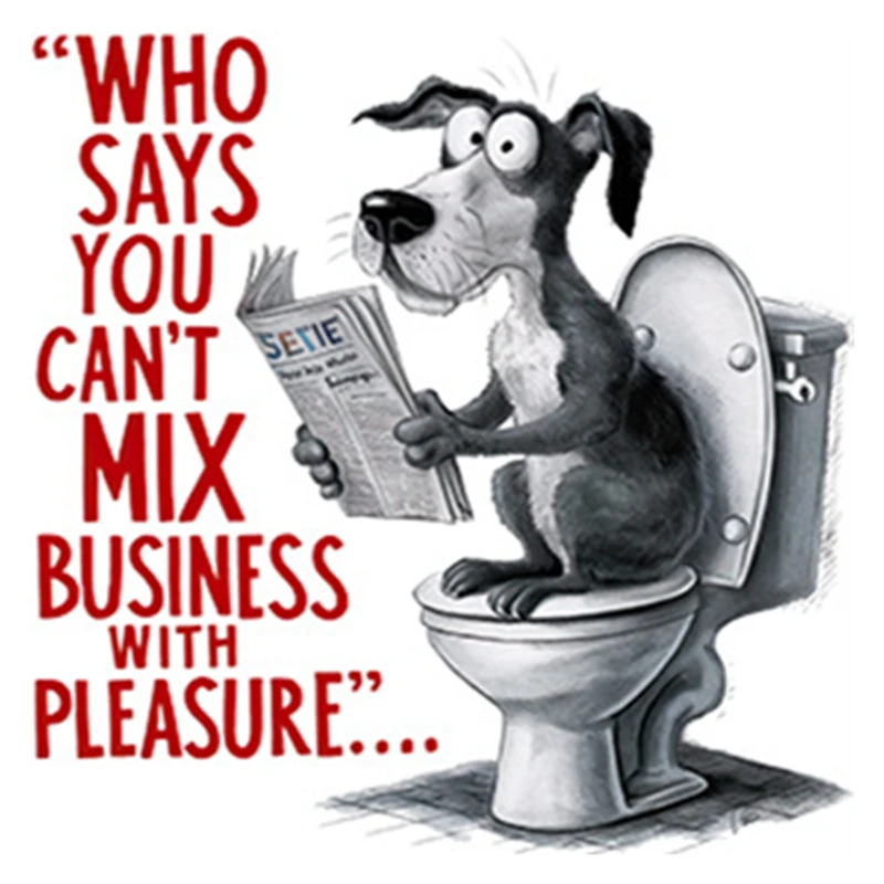 Cartoon Doggy Dog Reads Newspapers 3D Vinyl Wall Art Waterproof Toilet Stickers for Home Decoration Aesthetic Bathroom WC Items