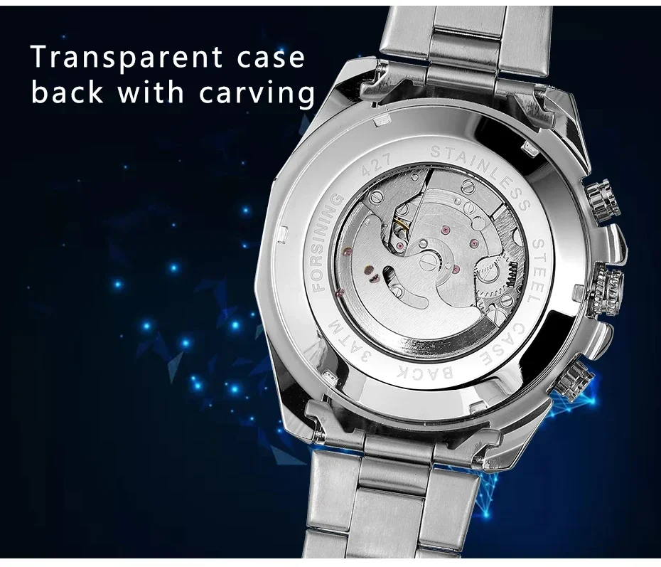 FORSINING Business Herren Automatikuhr Uhr Mondphase Tourbillon Wasserdicht Mechanische Stahlband Armbanduhr Relogio_voghion.com