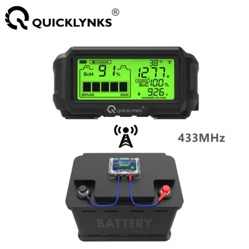 

QUICKLYNKS BM5-D 12 В, светодиодный тестер аккумулятора, монитор, дисплей для головы, профессиональный тестер состояния аккумулятора, анализатор, инструмент для тестирования зарядки