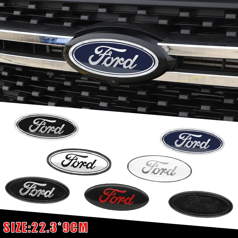 22.3cm*9CM 자동차 전면 후드 보닛 배지 그릴 엠블럼 리어 트렁크 스티커 (포드 F350 F150 F250 F450 에지 익스플로러 액세서리용)