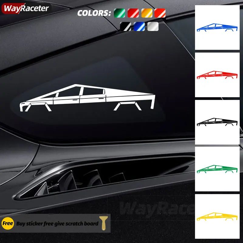 2 Pcs Car Window Sticker Door Body Bumper Trunk Per Tesla Cybertruck Style Reflective Vinyl Decal Accessori Universali