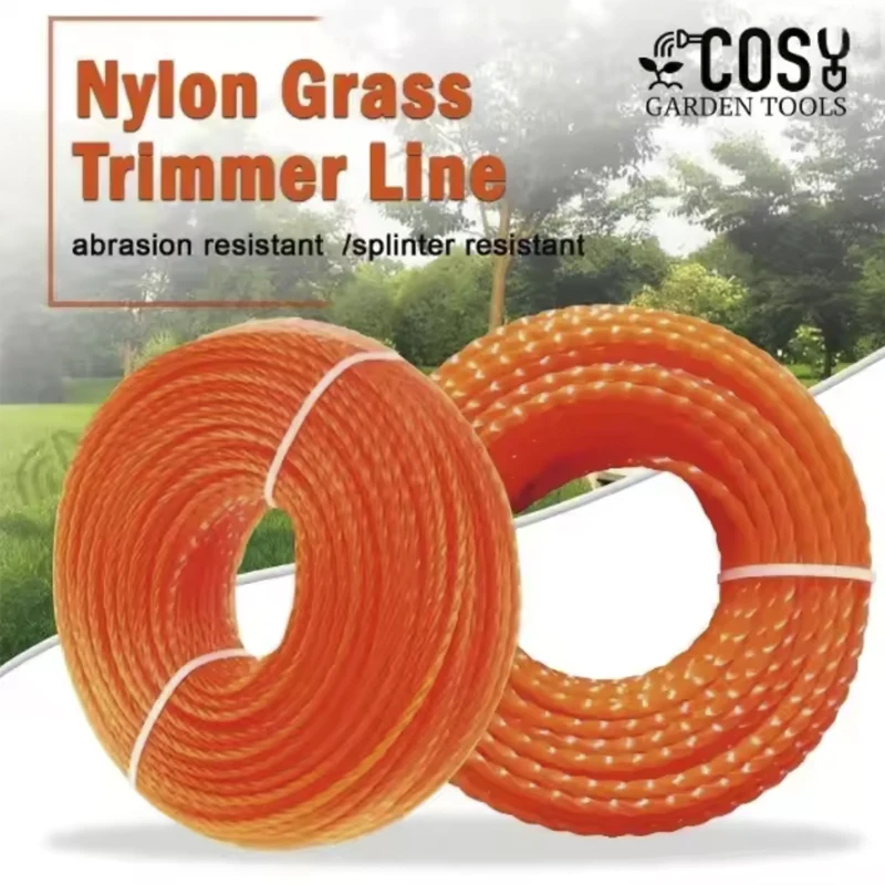 2.4/2.7/3.0/3.5/4.0mm*100M Spool Lawn Trimming Line Nylon Square Distortion Spiral Brush Cutter Rope Lawn Mower Head Accessory