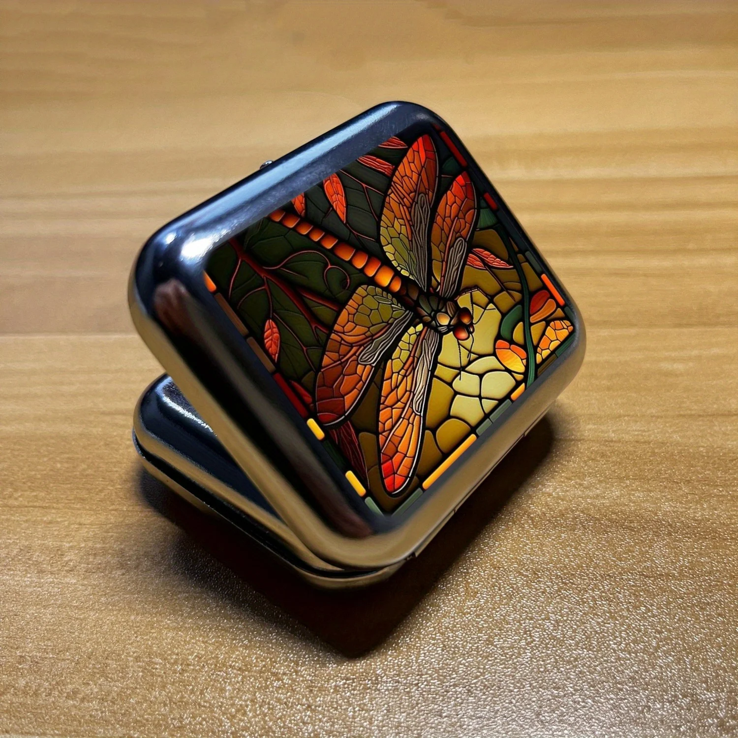 Dragonfly Color Picture Mini Metal Ashtray, Portable Small, Outdoor Portable Pocket, Car Ashtray,Fashionable Smoking Accessories