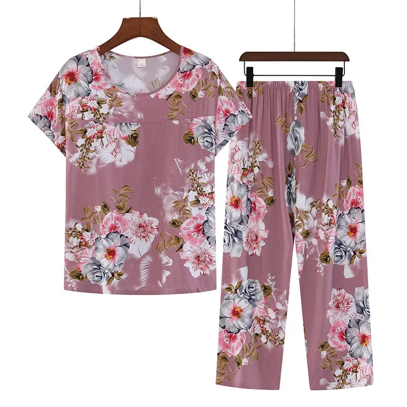 Women's Loungewear Can Be Breathable and Antibacterial Sleepwear Cotton Pajamas Women's Thin Short Sleeve Set Plus Size 2