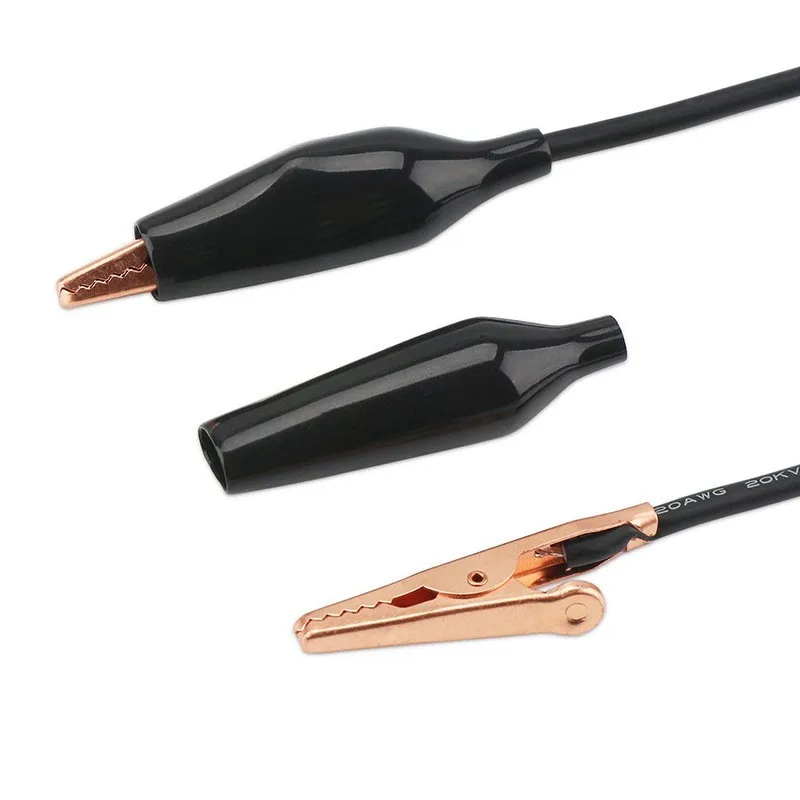 2Pcs 50cm Double Red and Black Clips Crocodile Cable Alligator Jumper Wire Test Leads alligator clips test clip test leads test lead wire test lead cable test cable test cable lead