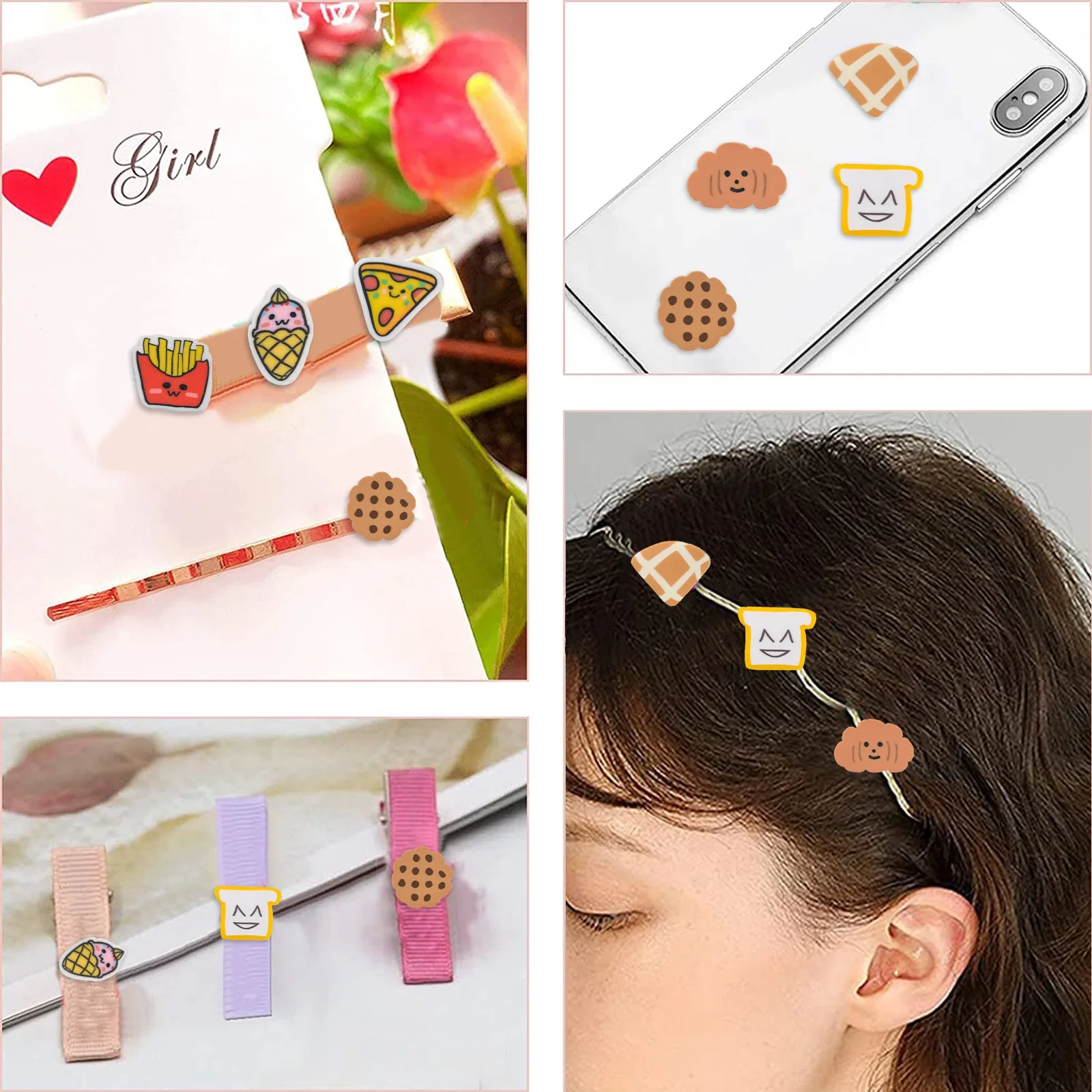 105g 7 Arten Polymer Clay Lebensmittel Scheiben Nachahmung Lebensmittel Scheiben Keks Pizza Eis Scheiben für DIY Handwerk Telefon Fall Dekor – Detail 7