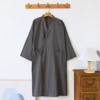 2026 Spring and Autumn New Japanese Kimono Robe Couples 100% Cotton Bathrobe Men's and Women's Kimono Loose Sweat Steamed Robe - Image 3