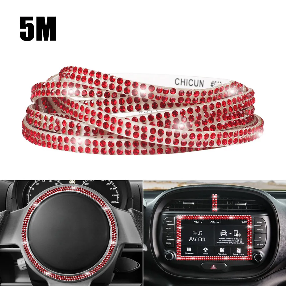 

5m Shiny Rhinestone Strip Self Adhesive Car DIY Decoration Bling Crystal Diamond Sticker Ribbon Car Interior Exterior Decoration