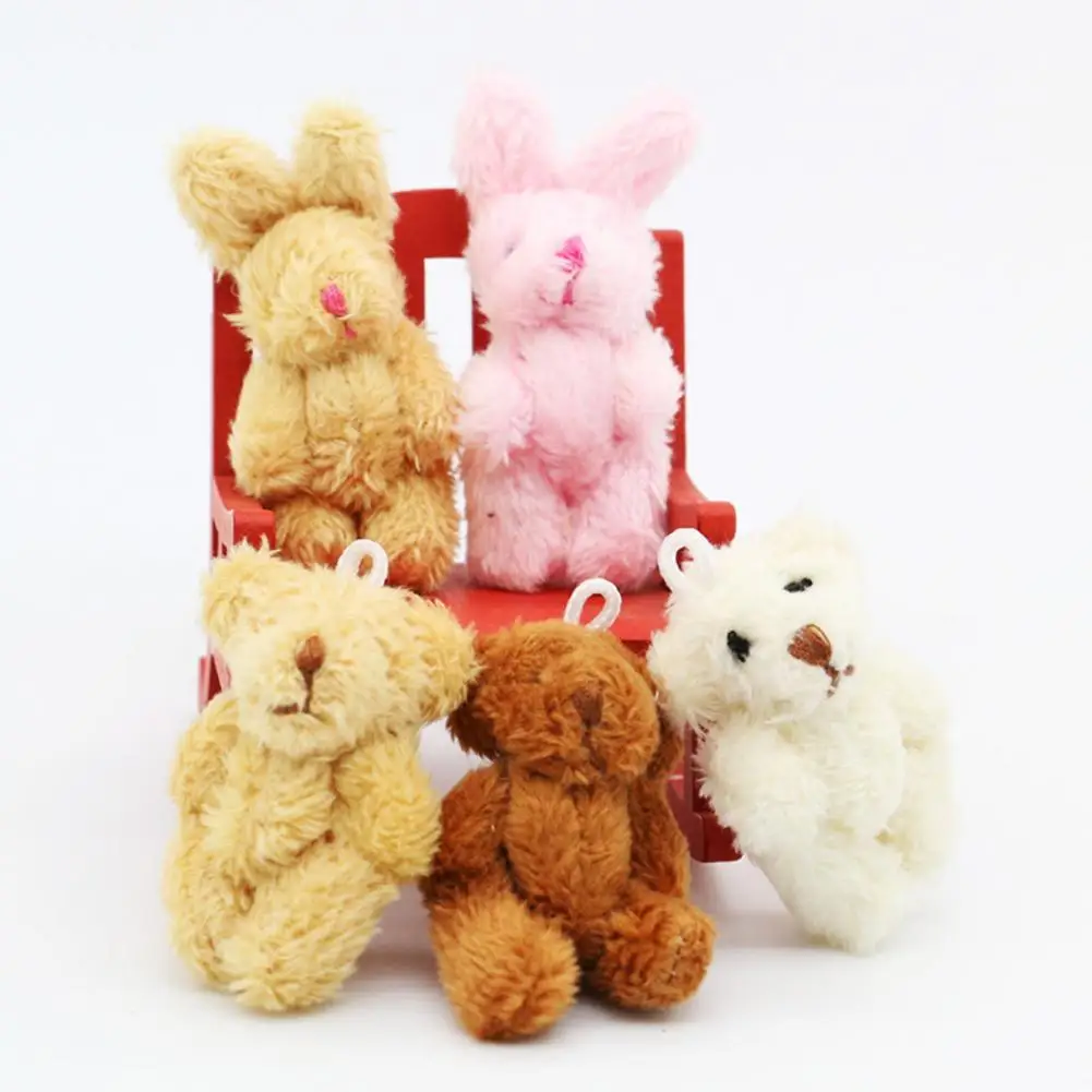 Set Di 2 Mini Bambole Coniglio E Orso In Tessuto Per Casa Delle Bambole | Accessori In Miniatura Scala 1:12 Decorazione Fai Da Te - 5