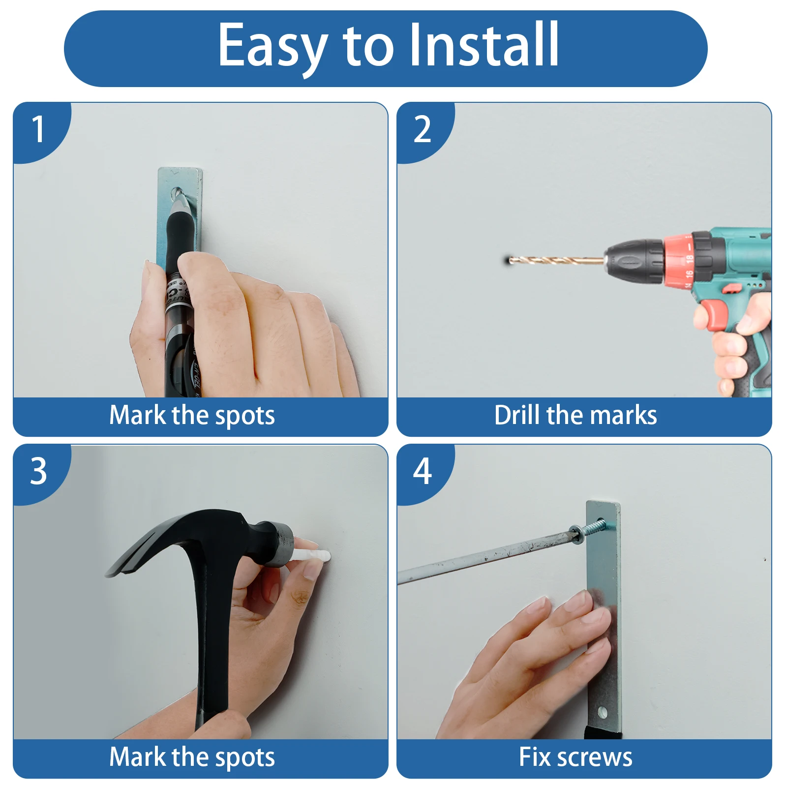 Steel Garage Utility Hook Set Wall Mounted Storage Hanger